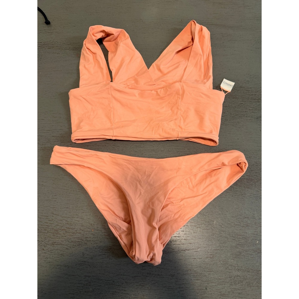 L Space Peach Coral Bralette Two Piece Bikini Set Small